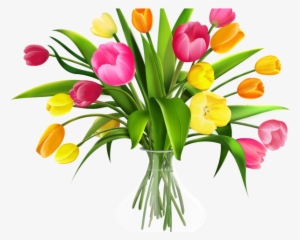 Tulip Clipart Bucket Flower - Transparent Background Bouquet Clipart
