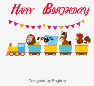 Vector Birthday Card Cartoon Animals Clipart - Cartoon