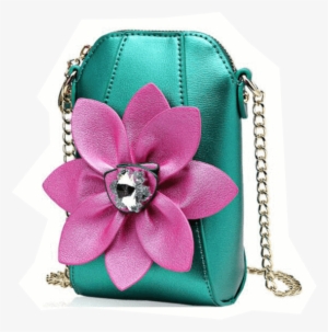 Metallic Flower Bucket Clutch - 6 Inches Cellphone Pu Leather Women National Style