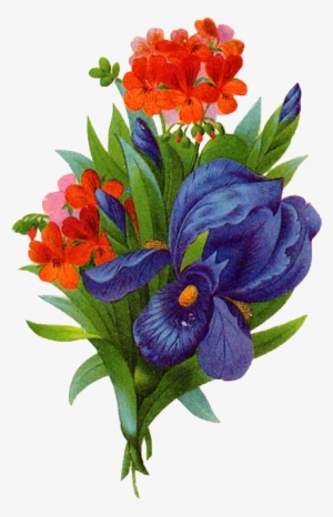 Paint Bouque Png Image - Thank You, Iris And Geranium Card