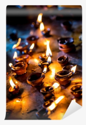 Burning Candles In The Indian Temple