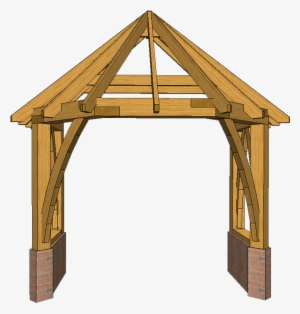 E1 Angled Porch With Large Front Braces 3d Front View - Porch