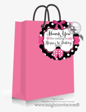 Ladybug 1st Birthday Favor Tag - 40th Birthday Black Thank You Tag