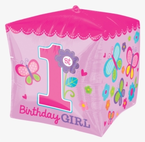 15" 1st Birthday Girl Cubez Foil Balloon - Amscan Cubez Sweet Girl 1st Birthday Balloon - 24 Inch