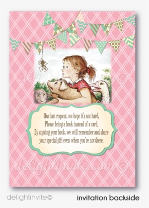 Vintage Charlotte's Web Girl 1st Birthday Invitations