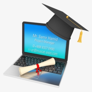 For Exhibiting Enquiries And - Laptop With Graduation Hat