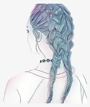Galaxy Boxerbraids Blue Hair Tumblr Png Tumblr Galaxy - Drawing Of A Girl With Plaits