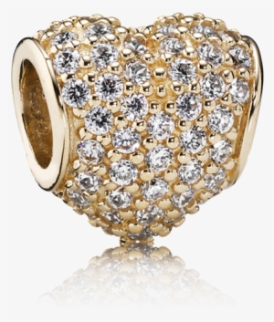 Pavé Heart Charm, Clear Cz - Pandora Gold Pave Heart Charm