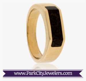 Ladies Dinosaur Bone Inlay Band - Solitaire Diamond Snowflake Ring