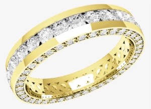 An Elegant Round Brilliant Cut Diamond Set Ladies Eternity/wedding - Diamond Set Wedding Rings Yellow Gold