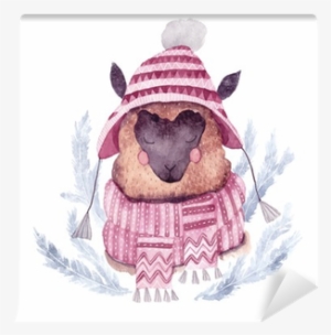 Watercolor Vector Alpaca Illustration - Drawing