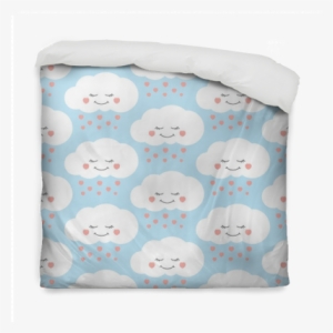 Children Print With Clouds And Hearts Rain On Lilac - Cartoon