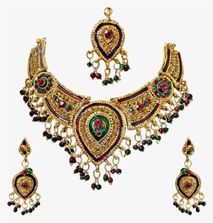Enamelled With Mahendi Crystel Kundan Polki Fashion - Bridal Jewellery Sets In Png