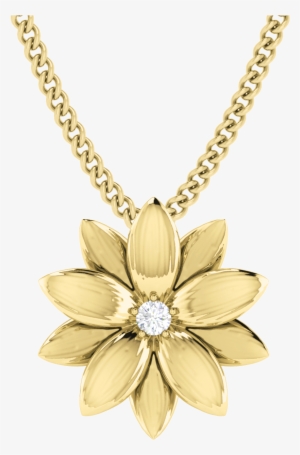 Lotus Flower Necklace Yellow Diamond - Gold Flower Pendants From India