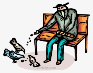Man Feeding The Pigeons Royalty Free Vector Clip Art - Feeding The Birds Clipart