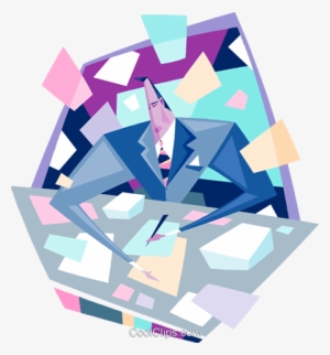 Business Man With Flying Papers Royalty Free Vector - Businessperson