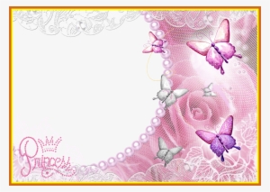 Fascinating Pink Transparent Frame With Butterflies - Fondos Para Invitacion De Xv Años