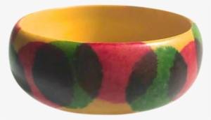 Bakelite Bangles Bracelet Sponge Painted Pink And Green - Bangle