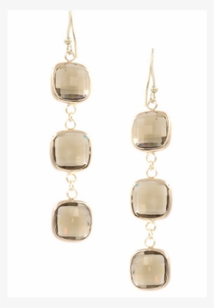 Stacked Glass Earrings- Black - Glass