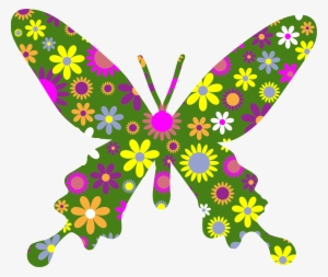 Retro Big Image Png - Floral Butterflies Transparent
