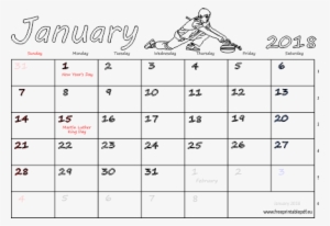 January 2018 Calendar With Holidays Pdf Free Printable - Calendario Febbraio 2018 Da Colorare