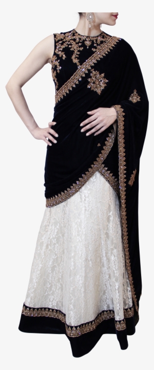 Blue And White Lehenga Saree - Fancy Black Lehenga Image High Gher
