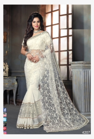 Stunning Partywear Saree - Off White Designer Saree