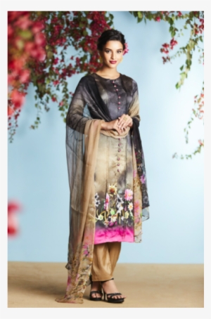 Ochre And Black Party Wear Suit - Printed Punjabi Salwar Suit