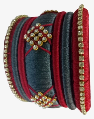 Red With Grey Kada Bangle Set - Bangle