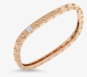 1 Row Square Bangle With Diamonds - 18k Rose Gold & Diamond 1 Row Square Pois Moi Bangle