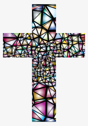 Low Poly Stained Glass Cross 2 Picture Transparent - Stained Glass Windows Cross