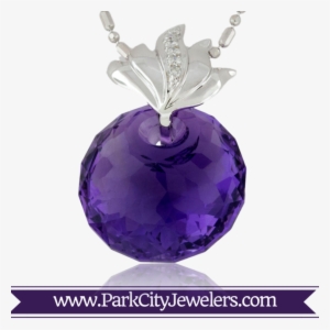 Amethyst And Diamond Round Pendant - Elk Ivory And Diamond Ring