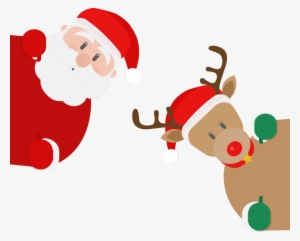 Reno Navidad Png Clip Art Transparent Library - Art Print: Santa And Rudolph, 19x13in.