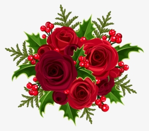 Christmas Rose Decoration Png Clip Art Image - Red Flower Bouquet Clipart