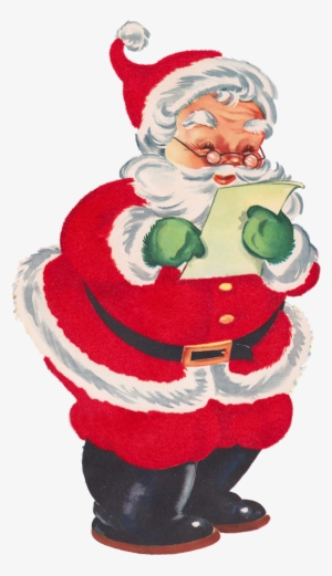 Father Clipart Retro - Santa Checking List Clipart