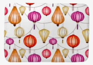 Watercolor Vector Seamless Chinese Pattern Bath Mat - Watercolor Painting