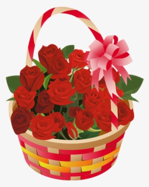 Rose Basket, Flower Artwork, Flower Clipart, Flower - Flower Basket Clipart Png