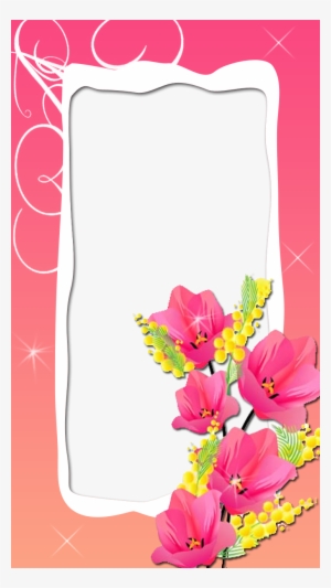 Lovely Pink Flower Frame - Pink Png Frames With Flowers