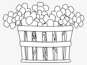 Graphic Transparent Stock Basket Black And White Clipart - Black And White Clip Art Flowers
