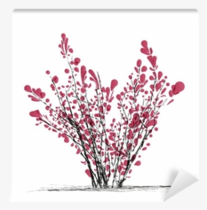 Burgundy-leaved Bushes, Shrubs Vector - Cherry Blossom