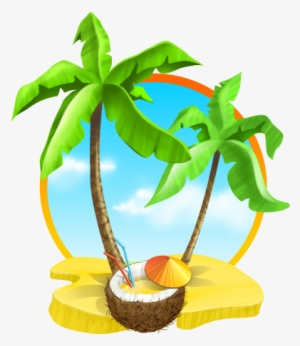 Coconut Tree Leaves Png Download - Coconut Tree Beach Png