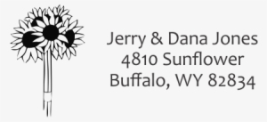 Sunflower Bouquet Address Stamp - Black And White Sunflower Clipart