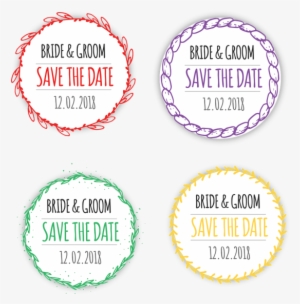 Decorative Wedding Invitation Floral Wreath Badge, - Bash Save The Date