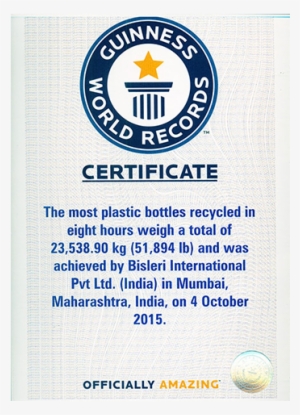 Previous Next - Guinness World Records Plaque