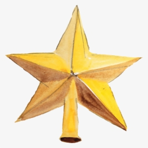 Hand Painted Watercolor One Star Transparent Cartoon - Portable Network Graphics