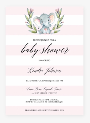 Pink Elephant Baby Shower Invitation Template Download