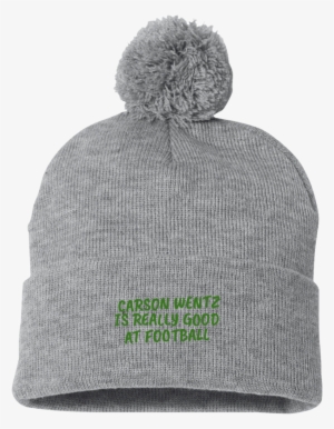 Cyber Special Carson Wentz Is Really Good At Football - Manchester Bee Pom Pom Knit Cap