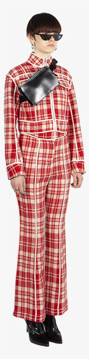 [pre-order] Red Wool Plaid Flared Pants