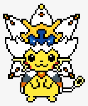 Pikachu In Solgaleo Costume - Pixel Art Pikachu Solgaleo