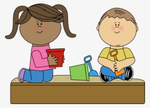 Kids Playing In A Sandbox Clip Art - Kids Playing On Playground Clipart